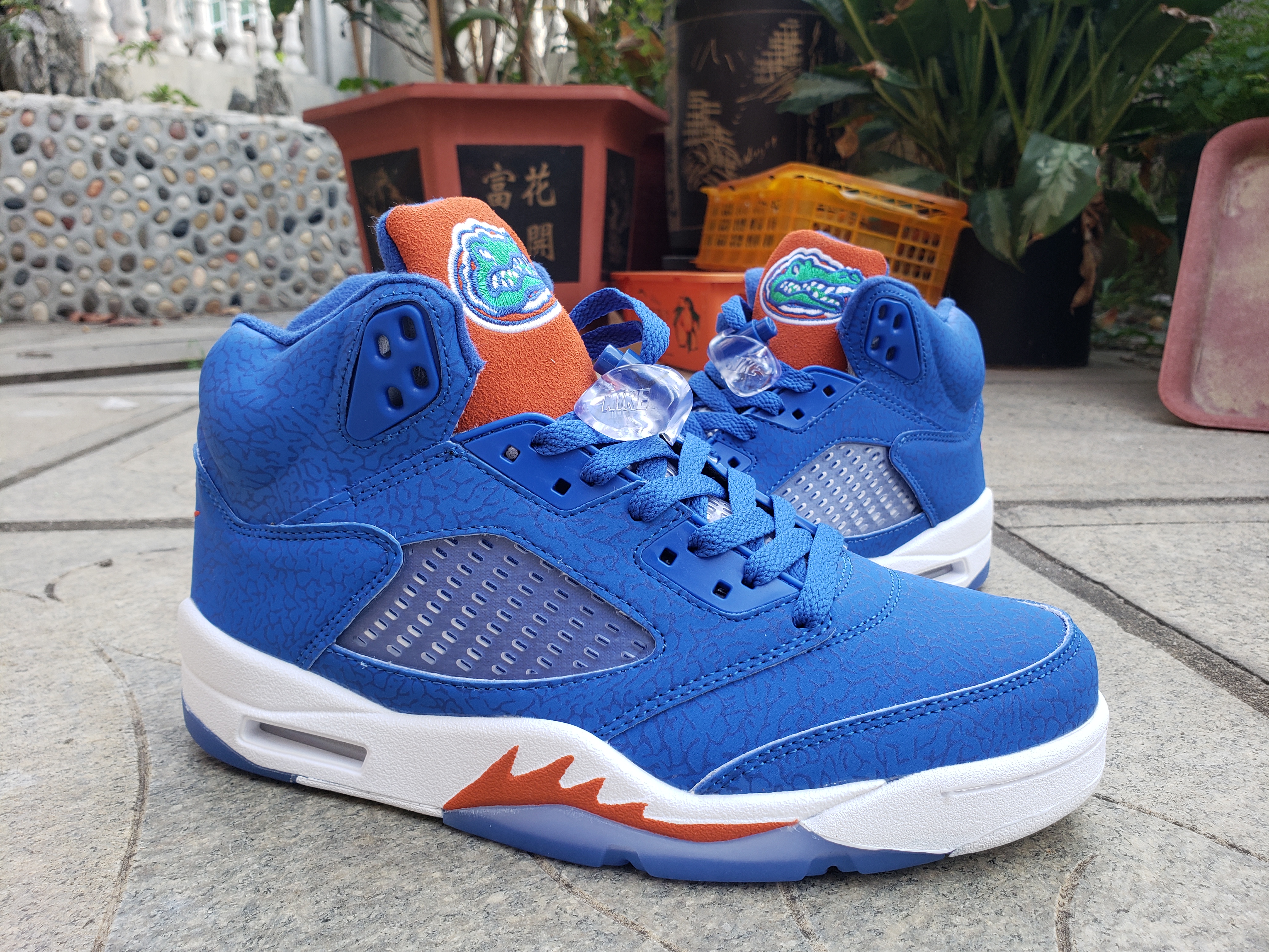 2021 Air Jordan 5 Blue Orange White Shoes